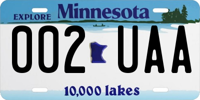 MN license plate 002UAA