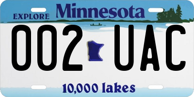 MN license plate 002UAC