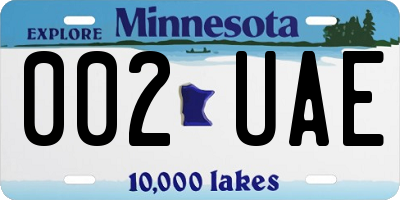 MN license plate 002UAE