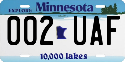 MN license plate 002UAF