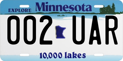 MN license plate 002UAR