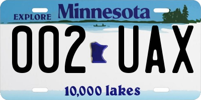 MN license plate 002UAX