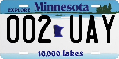 MN license plate 002UAY