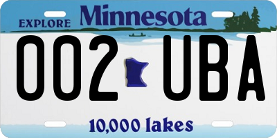 MN license plate 002UBA