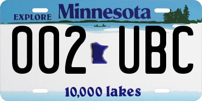 MN license plate 002UBC