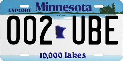 MN license plate 002UBE