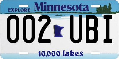 MN license plate 002UBI