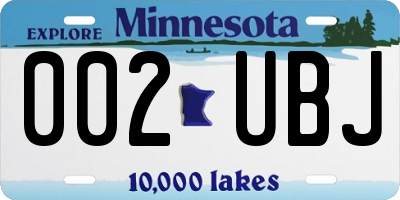 MN license plate 002UBJ