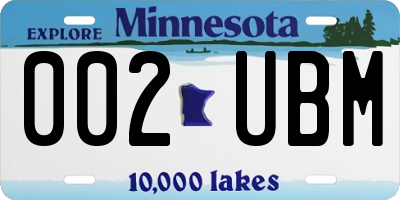 MN license plate 002UBM