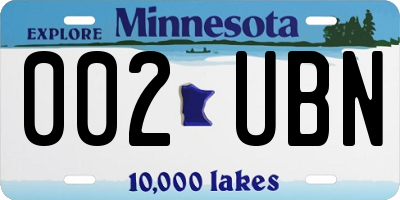 MN license plate 002UBN