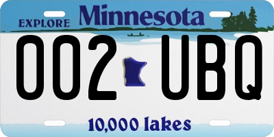 MN license plate 002UBQ
