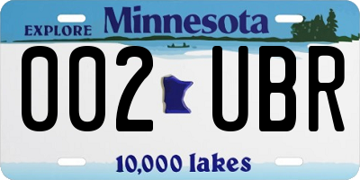 MN license plate 002UBR