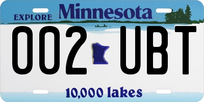 MN license plate 002UBT