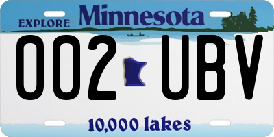 MN license plate 002UBV