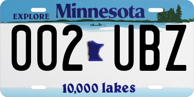 MN license plate 002UBZ
