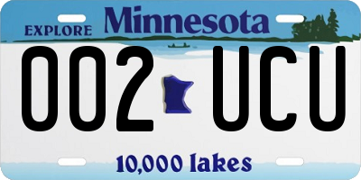 MN license plate 002UCU