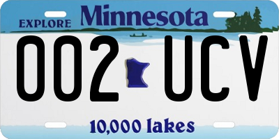 MN license plate 002UCV