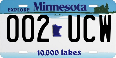 MN license plate 002UCW