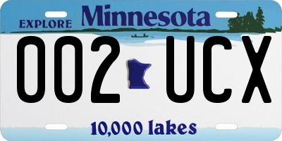 MN license plate 002UCX