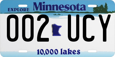 MN license plate 002UCY