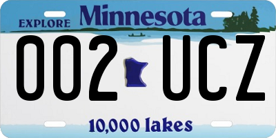 MN license plate 002UCZ