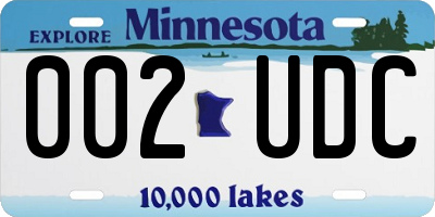 MN license plate 002UDC