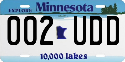 MN license plate 002UDD