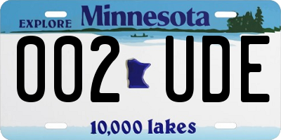 MN license plate 002UDE