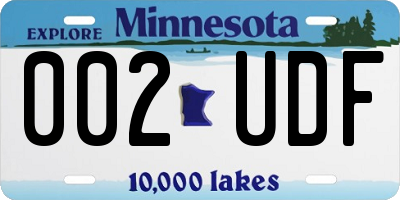 MN license plate 002UDF
