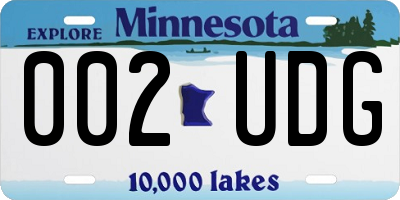 MN license plate 002UDG