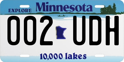 MN license plate 002UDH