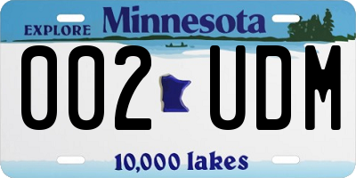MN license plate 002UDM