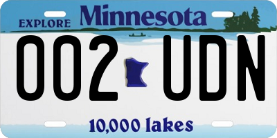 MN license plate 002UDN