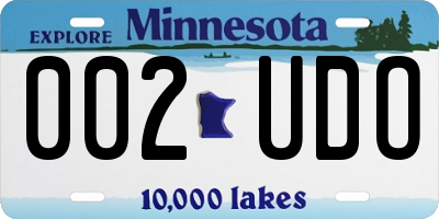 MN license plate 002UDO