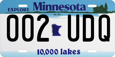 MN license plate 002UDQ