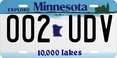 MN license plate 002UDV