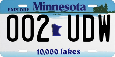 MN license plate 002UDW