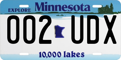 MN license plate 002UDX