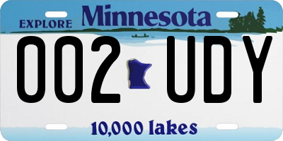 MN license plate 002UDY