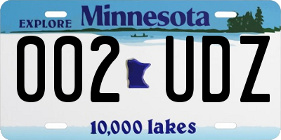 MN license plate 002UDZ