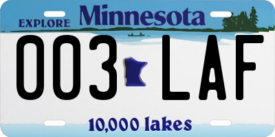 MN license plate 003LAF