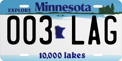 MN license plate 003LAG