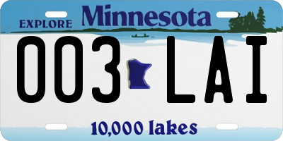 MN license plate 003LAI