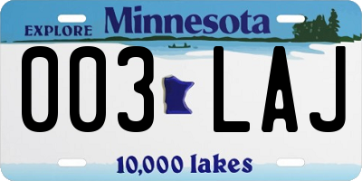 MN license plate 003LAJ