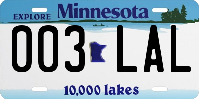 MN license plate 003LAL