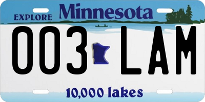 MN license plate 003LAM