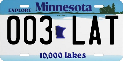 MN license plate 003LAT