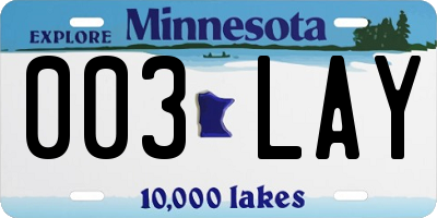 MN license plate 003LAY