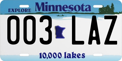 MN license plate 003LAZ