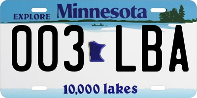 MN license plate 003LBA